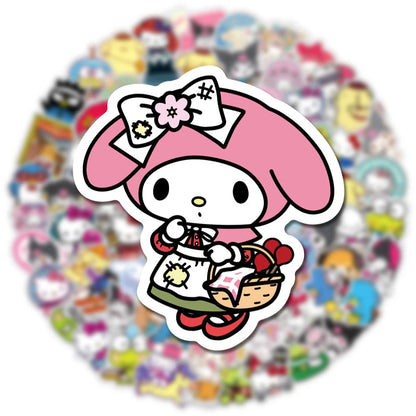 Kawaii Kuromi, My Melody & Hello Kitty Stickers - Cute Cartoon Decals for Laptops, Diaries, Scrapbooks, and DIY Decorations