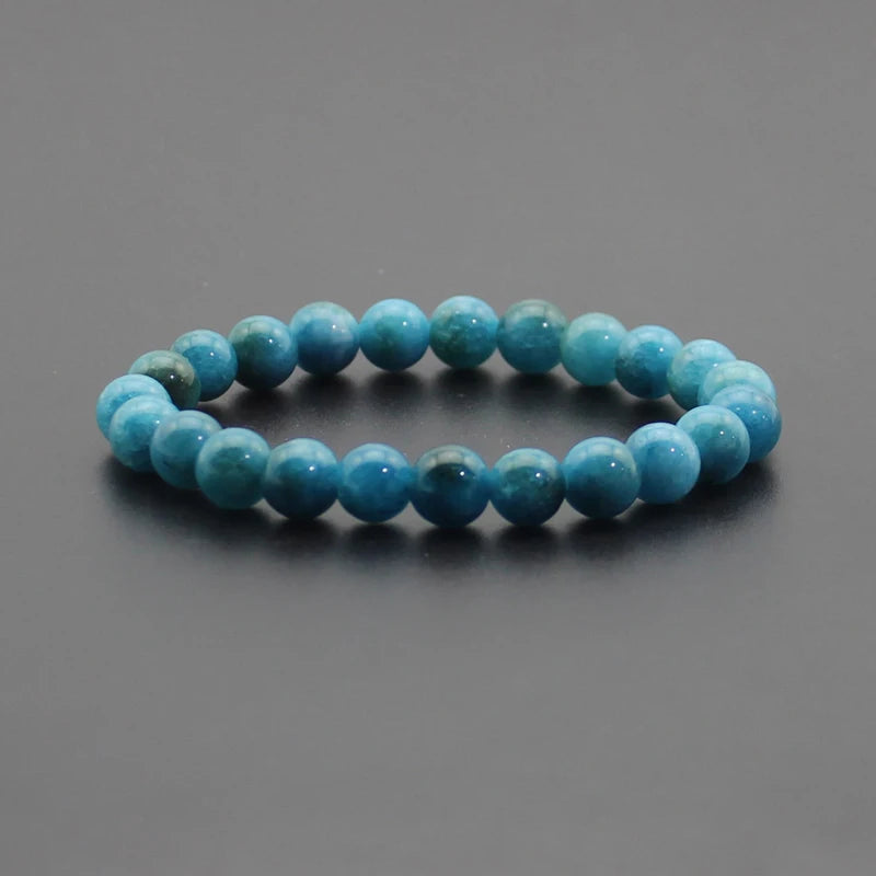 8mm Natural Stone Beaded Bracelet - Black Onyx Lava Tiger Eye Agate Quartz Chakra Yoga Energy Jewelry for Men & Women