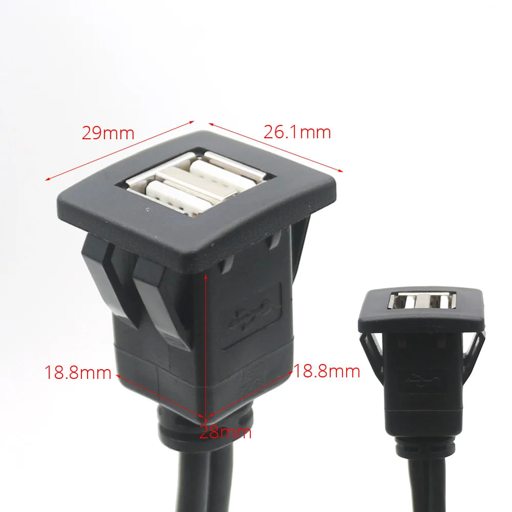 Dual USB Dashboard Mount Panel Extension Cable – 4/6 Pin Shielded Adapter for Car, Truck, Boat, Motorcycle, Android Head Unit
