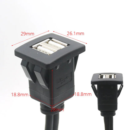 Dual USB Dashboard Mount Panel Extension Cable – 4/6 Pin Shielded Adapter for Car, Truck, Boat, Motorcycle, Android Head Unit