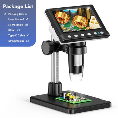 Hayve 4.3” Digital Microscope – 1000X 1080P Coin & Soldering Microscope with 8 LEDs, PC View Video Inspection Tool for Electronics Repair