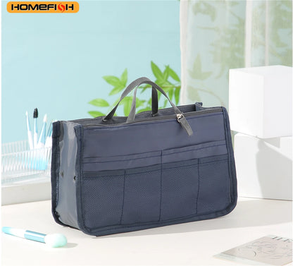 HOMEFISH Multi-Function Large Capacity Makeup & Toiletry Bag – Portable Double-Zipper Travel Organizer Mommy Bag with Multiple Pockets
