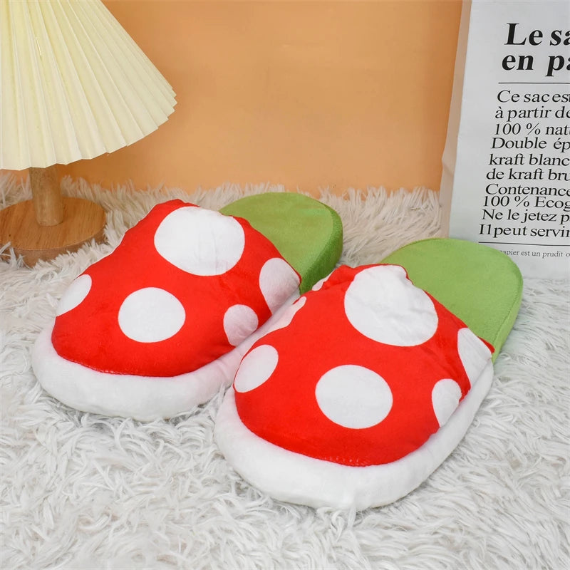 Kawaii Mario & Luigi Piranha Plant Plush Slippers — Cute Green Yoshi Anime Soft Stuffed Dolls, Birthday Gift