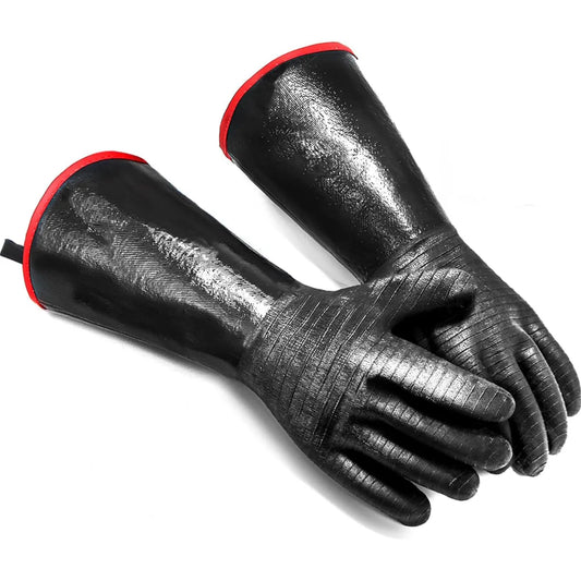 Heat Resistant BBQ Gloves - Waterproof Long Sleeve Fireproof Grill, Oven, Fryer & Smoker Gloves