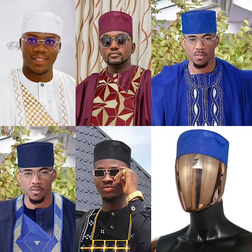 Men’s African Ankara Fashion Hat - Vintage Dashiki Cap for Weddings, Parties & Casual Wear