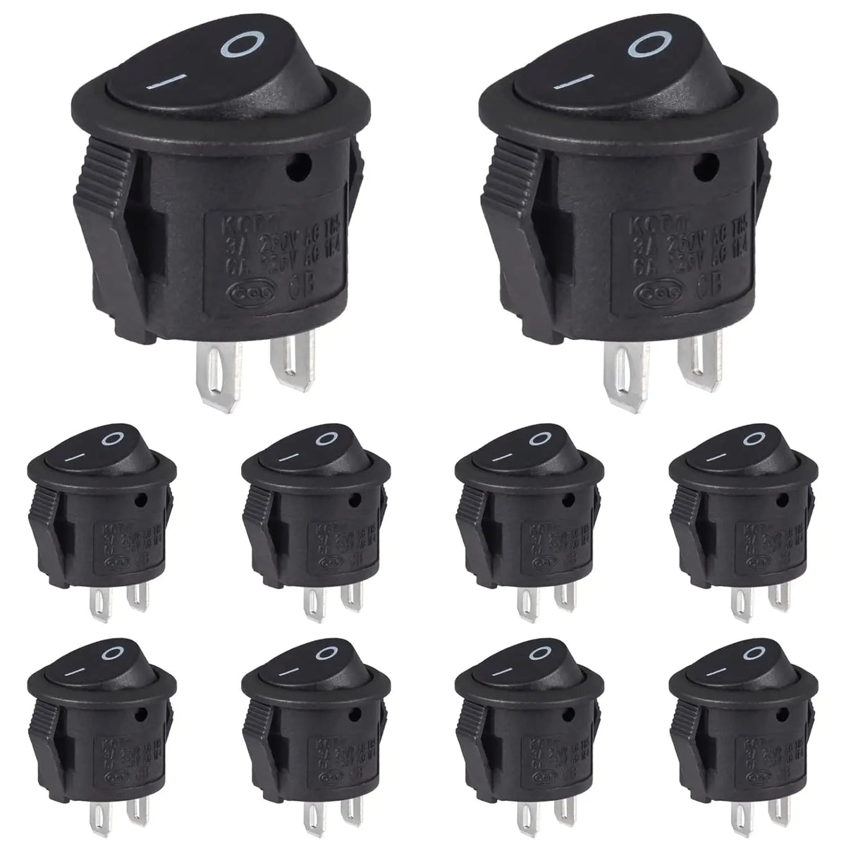 Mini Round Rocker Switches - 2-Pin On/Off 3A 250V 6A 125V Switches for RV, Car, Truck and Boat, 10/20PCS