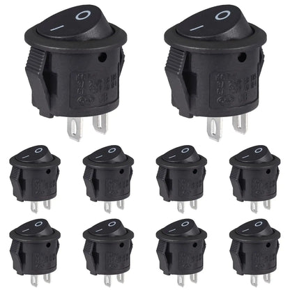 Mini Round Rocker Switches - 2-Pin On/Off 3A 250V 6A 125V Switches for RV, Car, Truck and Boat, 10/20PCS