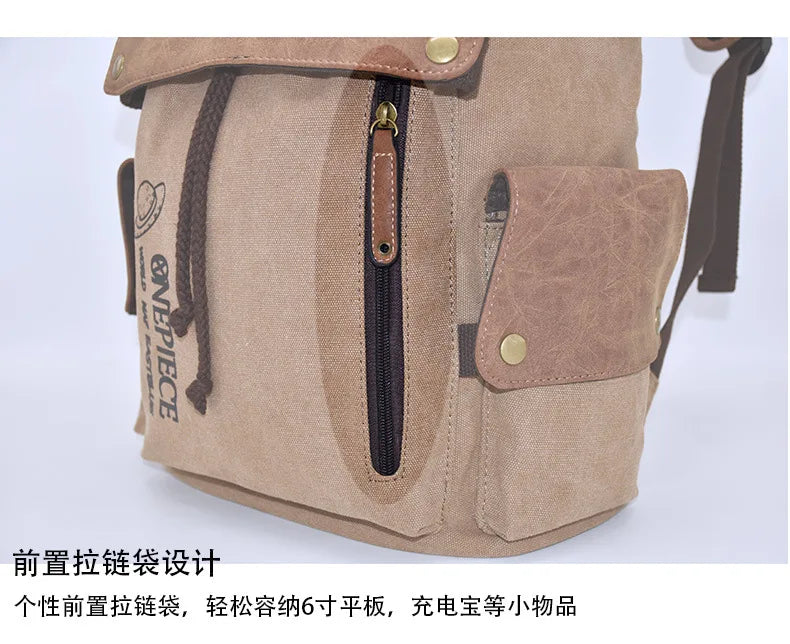 One Piece & Naruto Anime Canvas Backpack — School Shoulder Bag for Primary & Secondary Students, Gift Idea