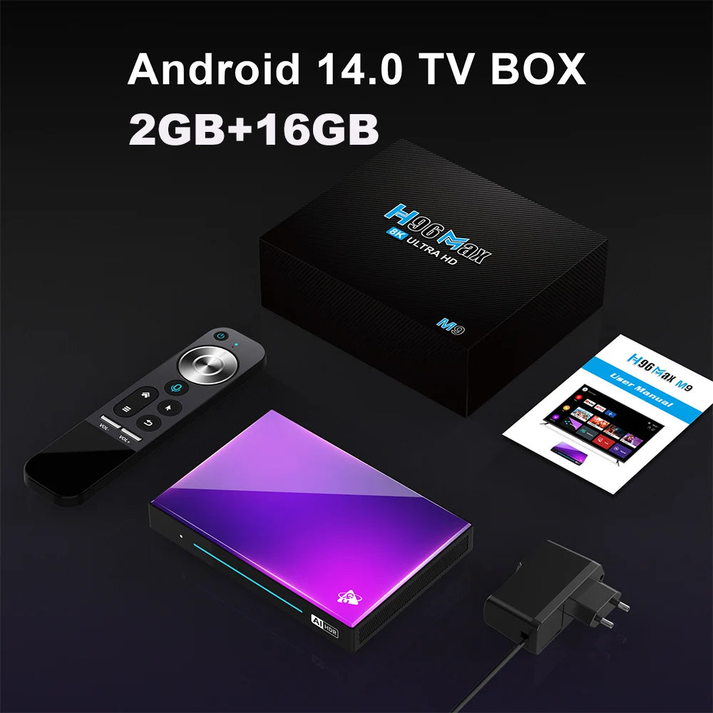 H96 MAX M9 AI Android 14 TV Box, 8-Core Rockchip RK3576, Wifi6, BT5.4, 4GB/64GB & 8GB/128GB, 8K 120fps Streaming, 1000M LAN