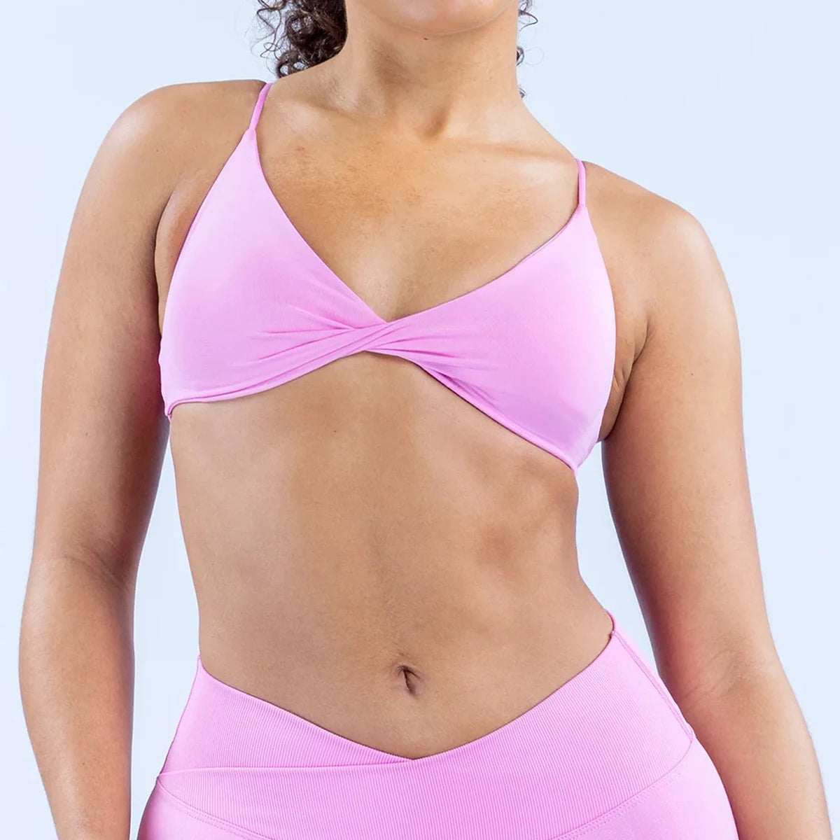 Vision Twist Front Sports Bra - High Support Seamless Women’s Yoga Workout Fitness Bra with Push Up Design