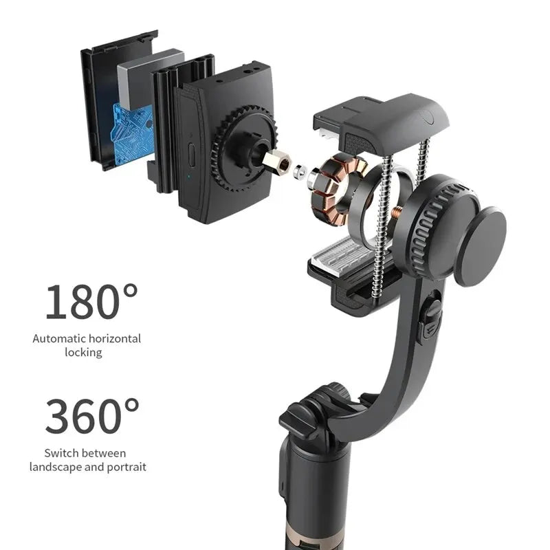 Q08 Handheld Gimbal Stabilizer with Selfie Stick & Fill Light – Bluetooth Tripod for Smartphone & Action Camera