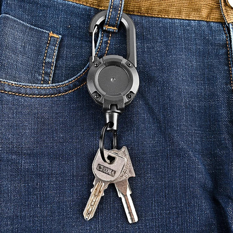 Anti-theft Metal Retractable Keychain: Easy-to-pull Buckle Rope Elastic Key Ring - Secure Ski Pass and ID Card Holder