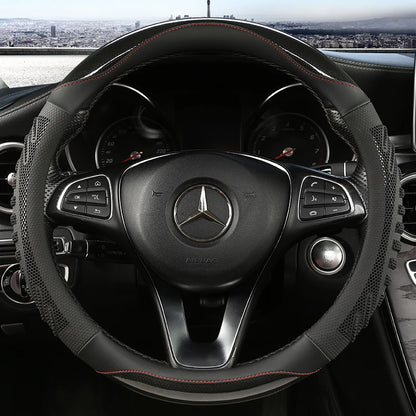 3D Honeycomb Leather Steering Wheel Cover – Durable Anti-Slip Universal Fit for 14.5-15 Inch Wheels
