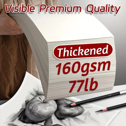 25 Sheets Sketch Paper Set — A4/A3/8K/16K 160g Artist Paper for Graphite, Charcoal, Pencil & Colored Pencil Drawing