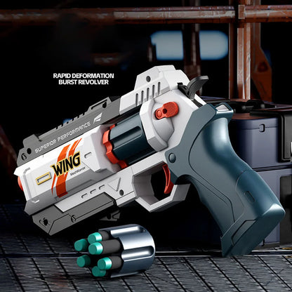Kids Soft Bullet Gun Toy – EVA Foam Bullet Pistol, Rapid Deformation Revolver for Boys & Adults, Outdoor Shooting Gift