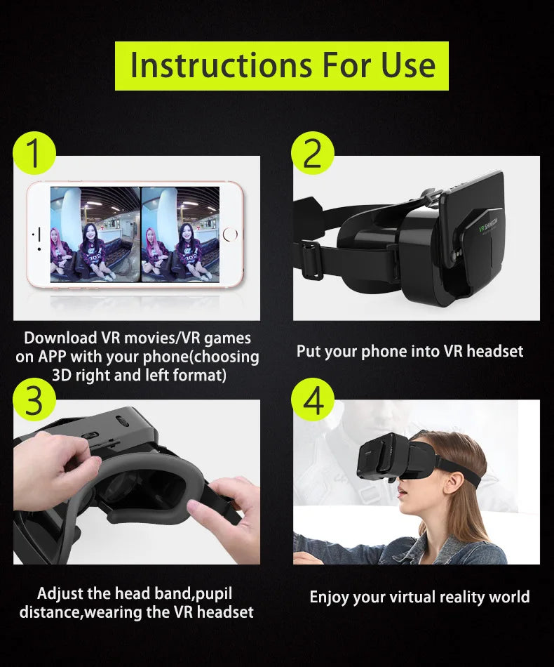 Shinecon 3D VR Glasses – Virtual Reality Headset with Controller for Smartphone Gaming