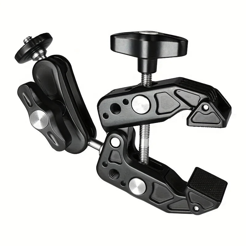 Multifunctional Crab Clamp Mount – Heavy Duty Metal Sports Camera & Phone Holder with Universal PTZ Arm for Outdoor Photography & Expansion Rig Setup