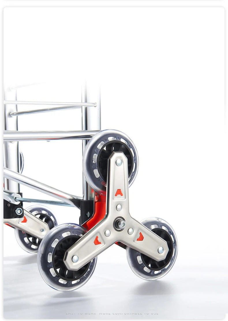 Portable Aluminum Alloy Grocery Cart – Folding Trolley with Large Capacity, Lightweight & Step Climbing Design