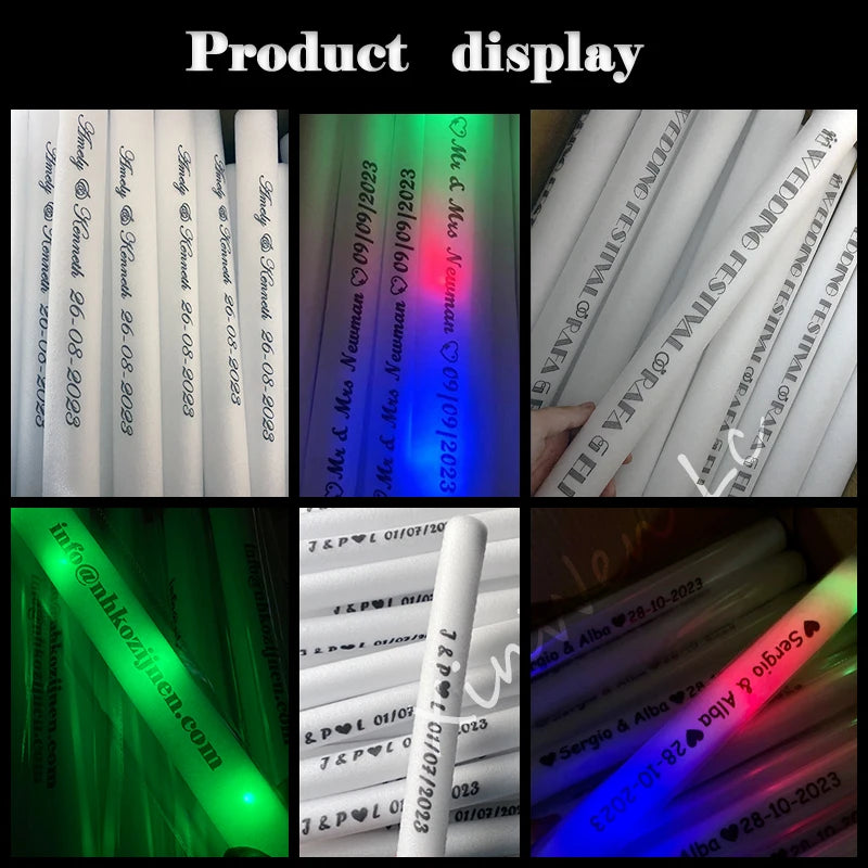 60Pcs RGB LED Glow Sticks – Colorful Foam Cheer Tubes for Dark Light, Birthday, Wedding, and Party Supplies