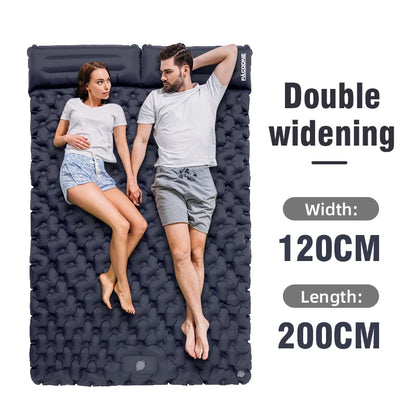 PACOONE Outdoor Camping Double Inflatable Mattress - Extra Wide Ultralight Folding Sleeping Pad