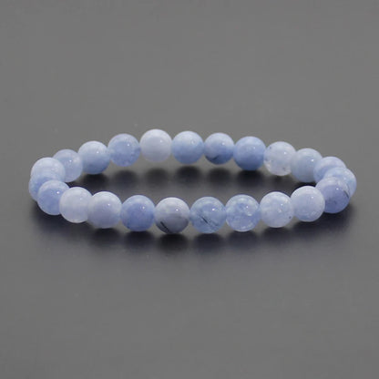 8mm Natural Stone Beaded Bracelet - Black Onyx Lava Tiger Eye Agate Quartz Chakra Yoga Energy Jewelry for Men & Women