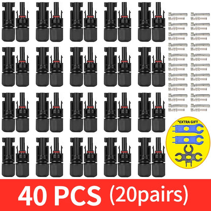 Solar PV Connector Kit - 1000V DC 30A Waterproof Plug Connectors for MC4 Cable Wiring