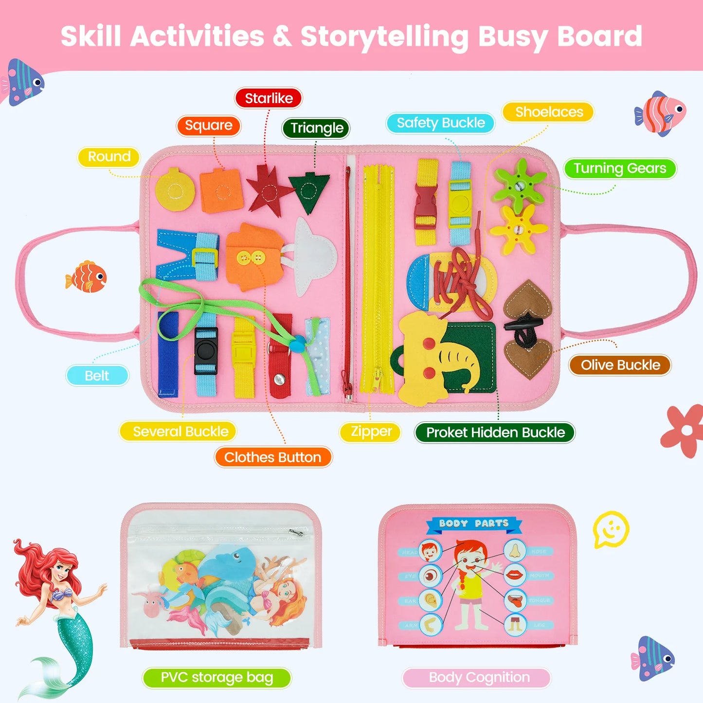 Montessori Busy Book – Portable Educational Toy for Toddlers, Travel Activity Board, Fine Motor Skills & Early Learning