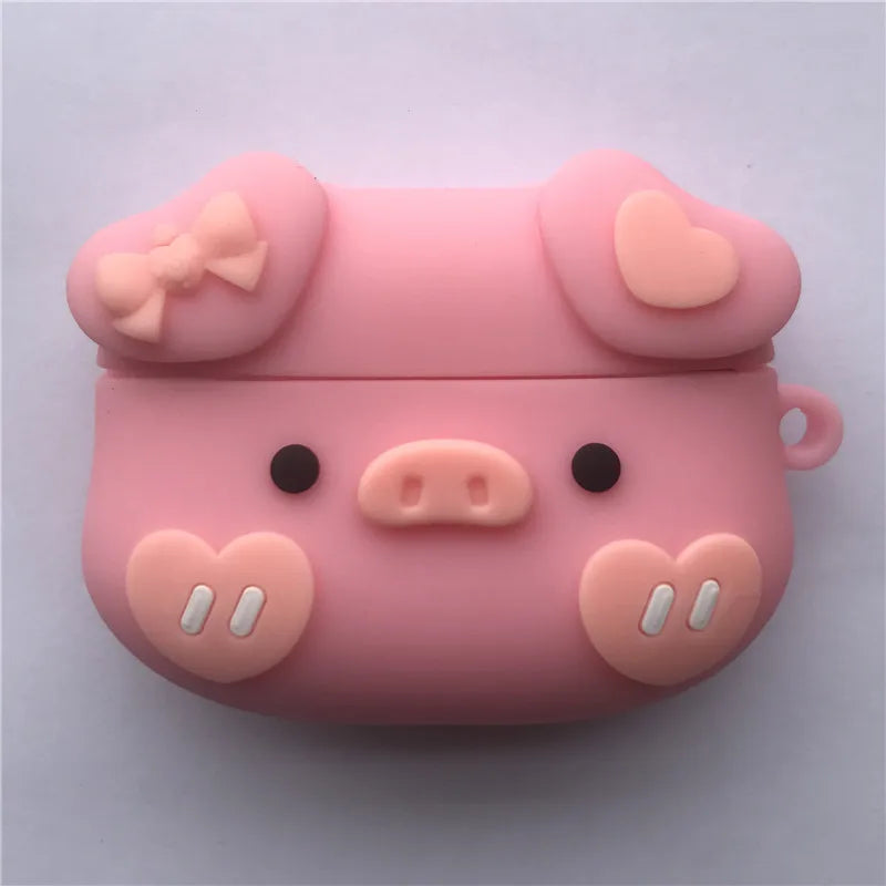 3D Cartoon Silicone Case for AirPods 4 (2024) & AirPods Pro 2/3 — Protective Earphone Charging Cover with Hook