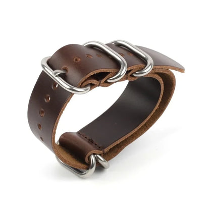 Vintage Genuine Leather Watch Strap – Handmade Brown Cowhide Replacement Band for Men & Women (18mm, 20mm, 22mm)