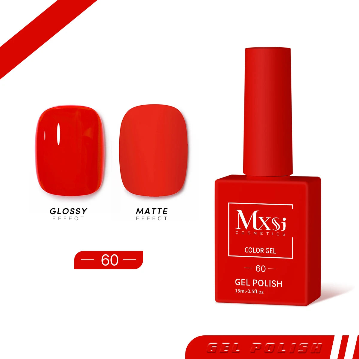 Mxsi 15ml Gel Nail Polish - Neon Brown, Royal Blue, Red, Green & Nude UV Gel Lacquer Colors for Nail Art