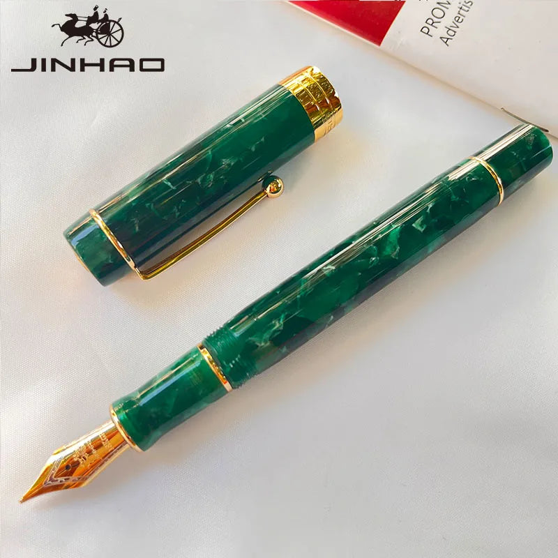 Jinhao 100 Celluloid Fountain Pen – Classic Style Fine Nib with Refillable Converter | Smooth Writing Instrument