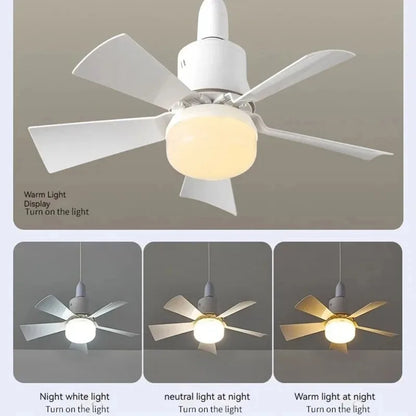 30W E27 Ceiling Fan Light with Remote - LED Dimming Function, Intelligent Silent Fan for Bedroom & Living Room