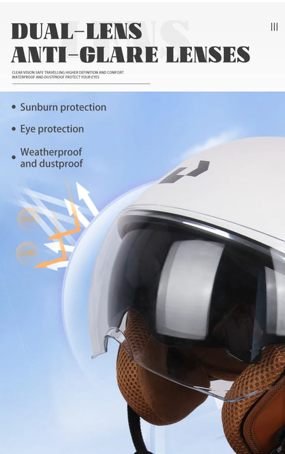 DOT Certified Vintage Open Face Motorcycle Helmet – Retro 3/4 Cruise Casco Casque Moto for Men & Women