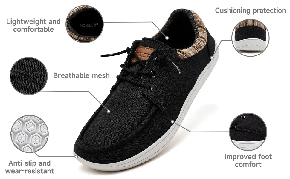 HOBIBEAR Men’s Barefoot Loafers – Lightweight Wide Toe Casual Sneakers for Women, Non-Slip Comfortable Boat Shoes   1/2