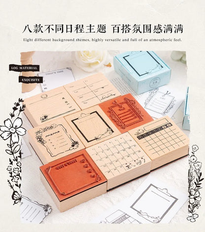 Cute Cat Wood Stamp Calendar – Daily & Monthly Planner Stamps for Journaling, Scrapbooking & DIY Crafts