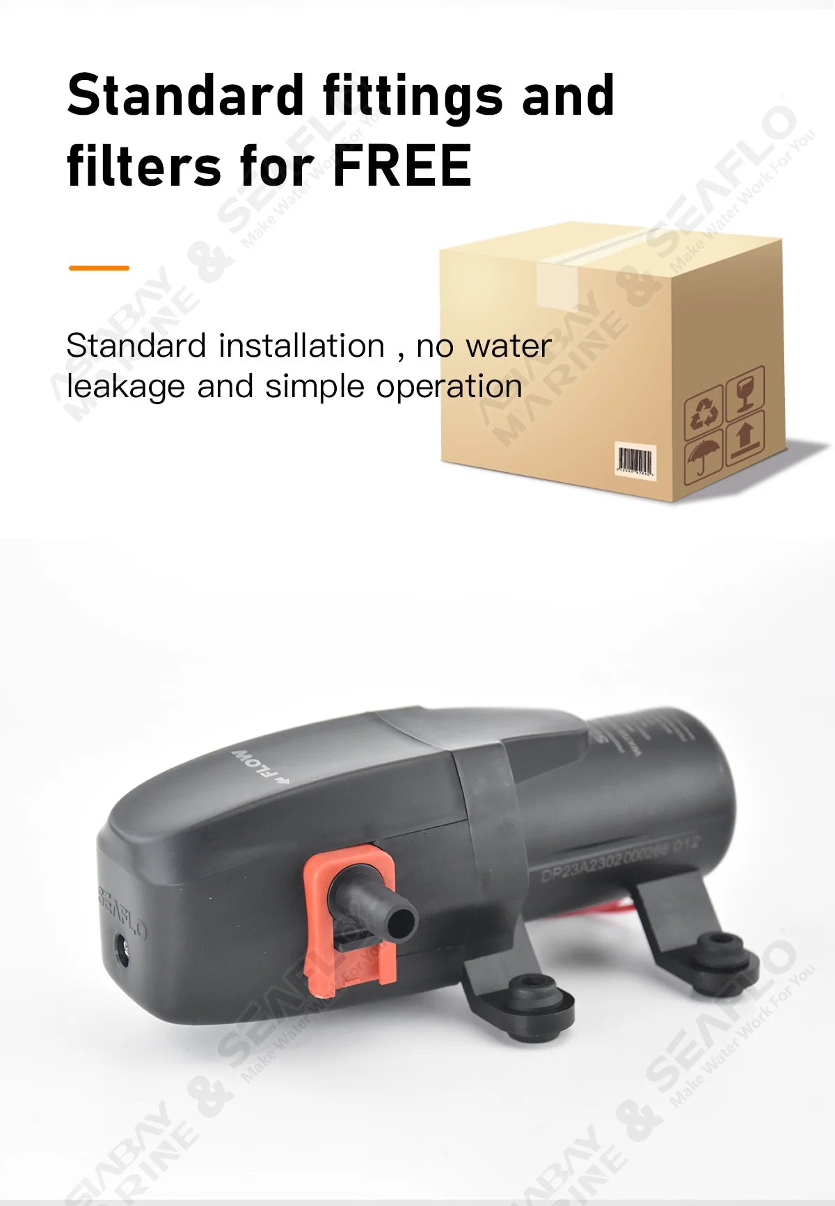 SEAFLO 12V 23A 40 PSI Automatic Marine Water Pump – Self-Priming Electric Diaphragm Pump for Boat, RV & Caravan High Pressure
