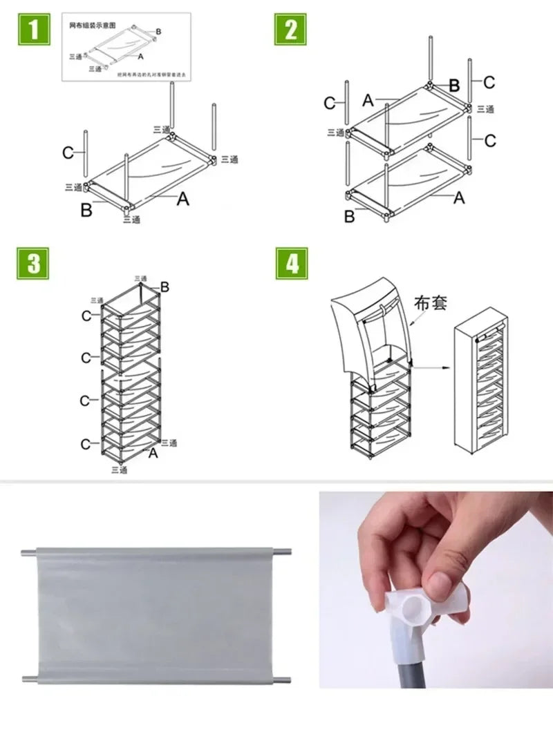 Dustproof Shoe Storage Rack – Multilayer Nonwoven Organizer Cabinet, Space-Saving Shoe Shelf for Home & Hallway
