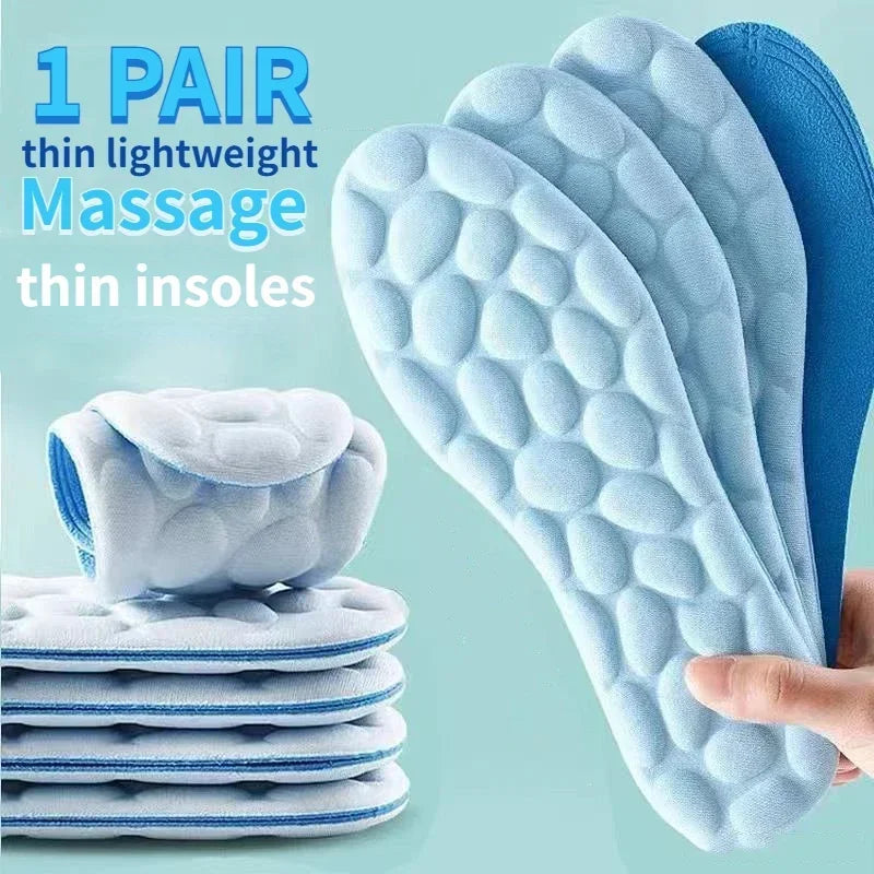 4D Massage Shoe Insoles — Super Soft Latex Sports Insoles with Arch Support, Orthopedic Inserts for Running & Basketball Shoes, Unisex