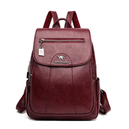 Women's Backpack 2022 - High-Quality Soft Leather, Large Capacity, Leisure Travel & School Bag for Teenage Girls - Black Mochila