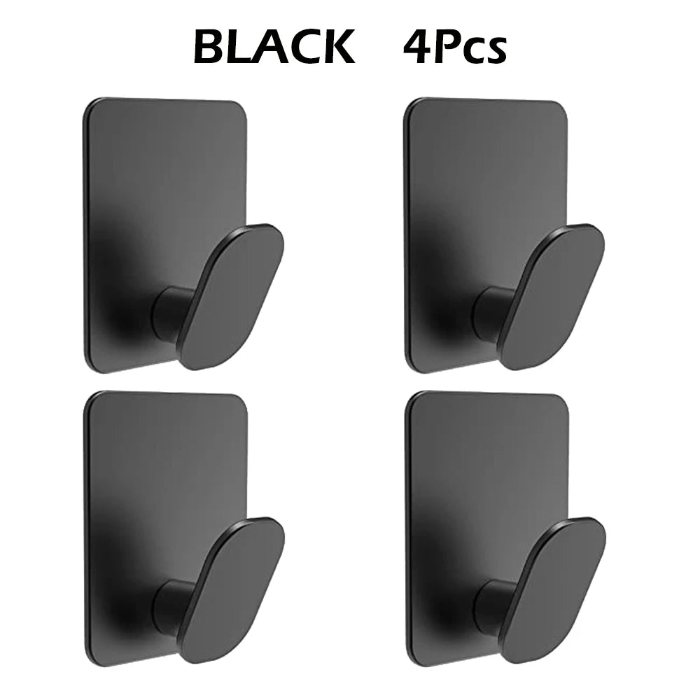 Bathroom Adhesive Wall Hooks - Stainless Steel Multi-Purpose Towel Rack Hooks for Kitchen & Home Storage