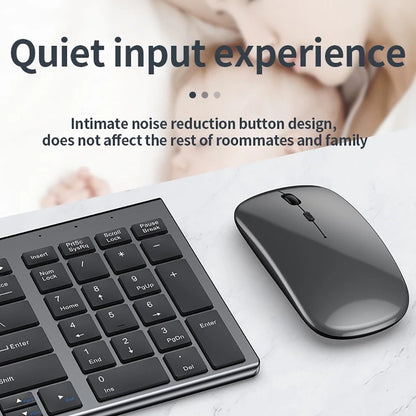 Jomaa Slim Bluetooth Rechargeable Keyboard and Mouse Set – 2.4G USB Wireless Combo for Laptop & Computer