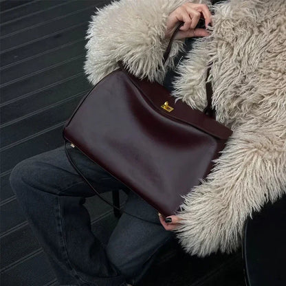 New Rodeobag Leather Kelly Bag — Women’s Large Capacity Fashion Handbag with Advanced Lock, High-End Underarm Bag