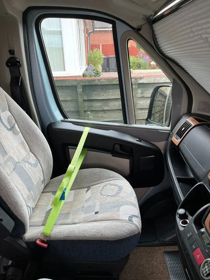 2PCS Cab Lok Motorhome Security Door Straps – Lock for Fiat Ducato, Peugeot Boxer, Citroen Relay, Interior Seat Belt Accessories