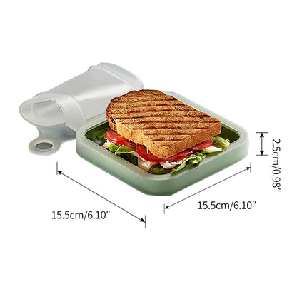 Convenient Silicone Sandwich Toast Bento Box: Portable Food Container with Handle - Ideal Snack Box for Students and Office Workers - Perfect Lunch Solution