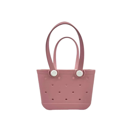 EVA Medium Oval Beach Bag – Waterproof Large Capacity Hollow Design Handbag, Fashion Sports Style Portable Open Mouth Tote