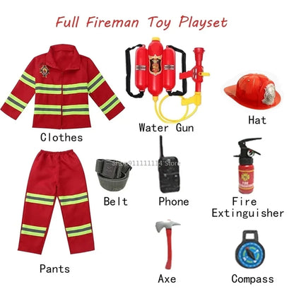 Kids Firefighter Costume – Halloween Sam Fireman Uniform Role Play Outfit for Boys Party & Cosplay Gift