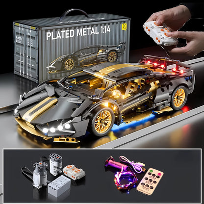 1:14 Technical Racing Sport Car Model Building Blocks – DIY Supercar Brick Puzzle for Adults & Kids, 1280+ Pieces
