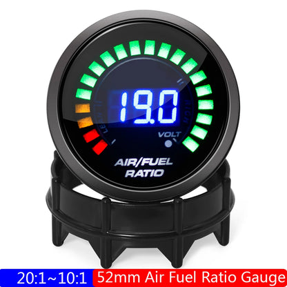 52mm Digital Air Fuel Ratio Gauge — AFR Display with Narrowband O2 Oxygen Sensor 0258006028, Smoked Car Gauge for Gasoline Engines, 12V