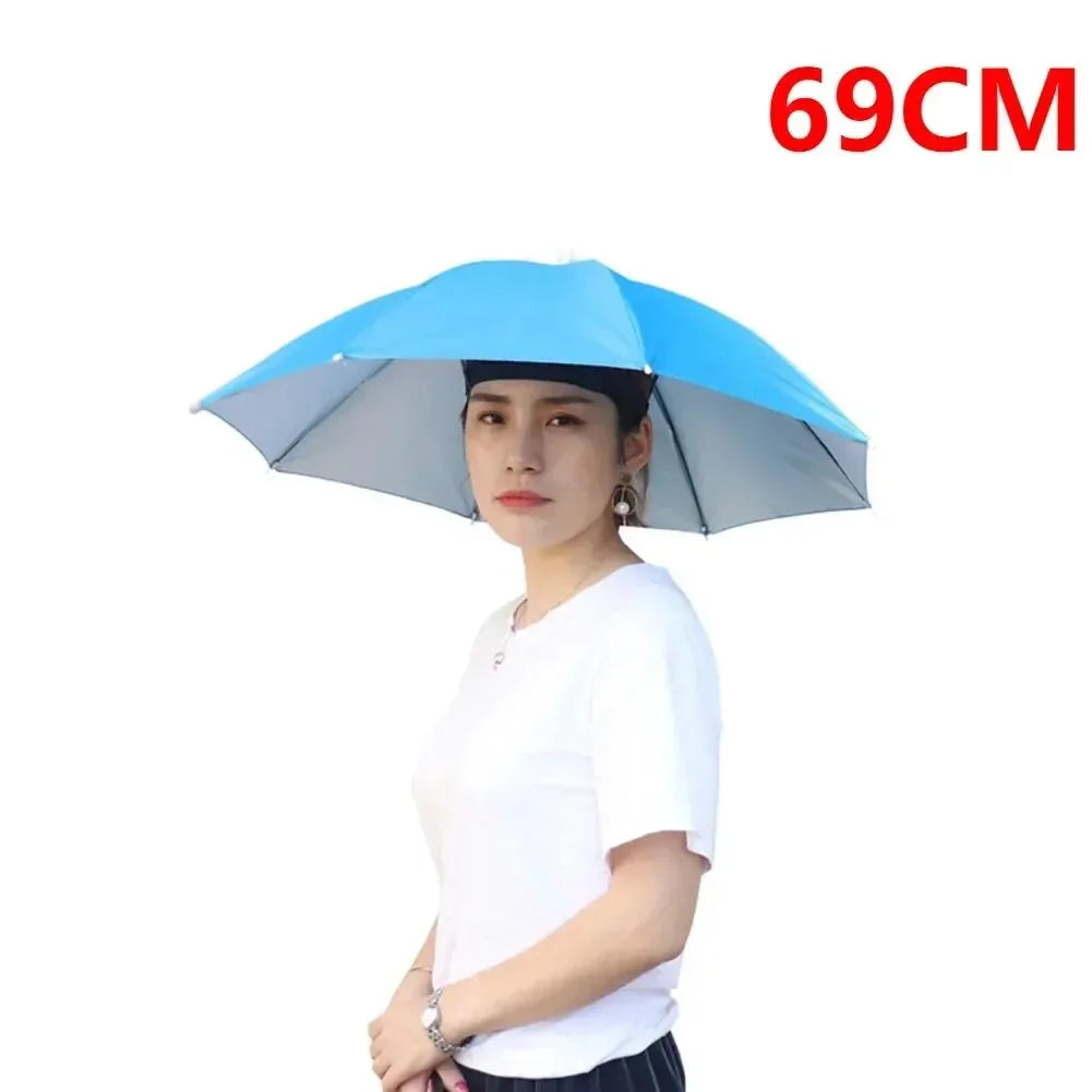 Foldable Outdoor Umbrella Hat – Double Layer Sun Cap for Fishing, Camping & Beach, Unisex Headwear