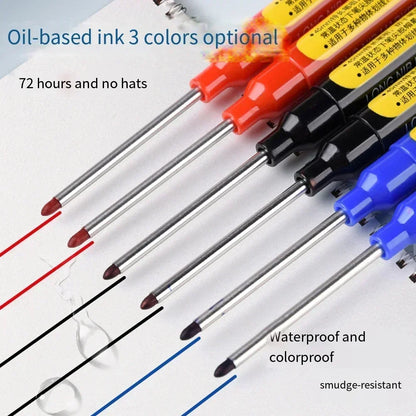 45mm Deep-Hole Carpenter Marker Pen - Long-Nib Woodworking Marking Pen for Measuring & Construction